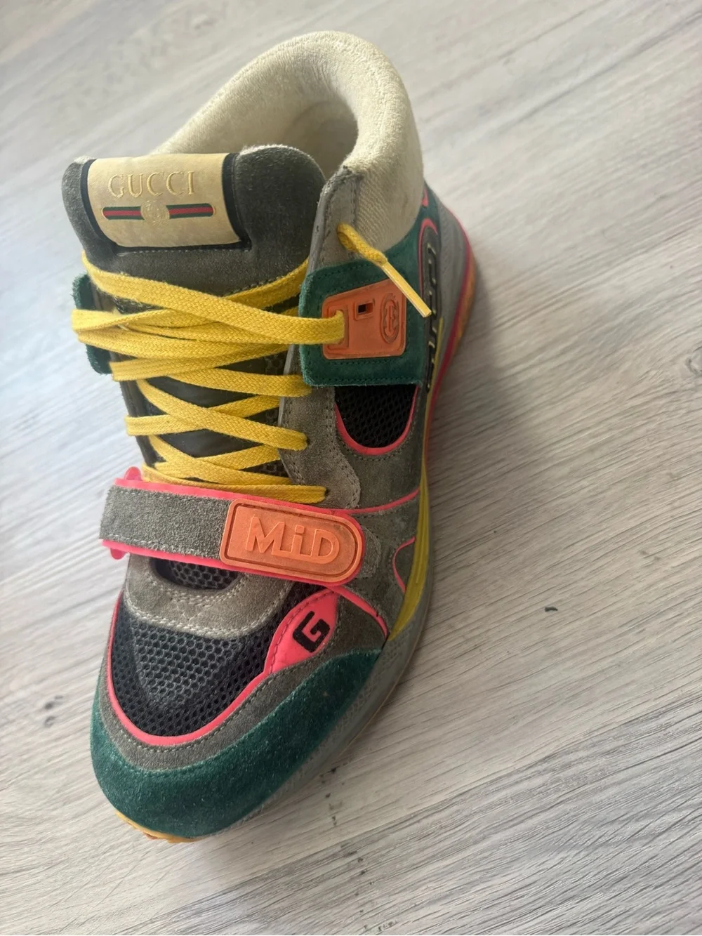 Gucci Kids Multi-Color Sneakers with Yellow Laces